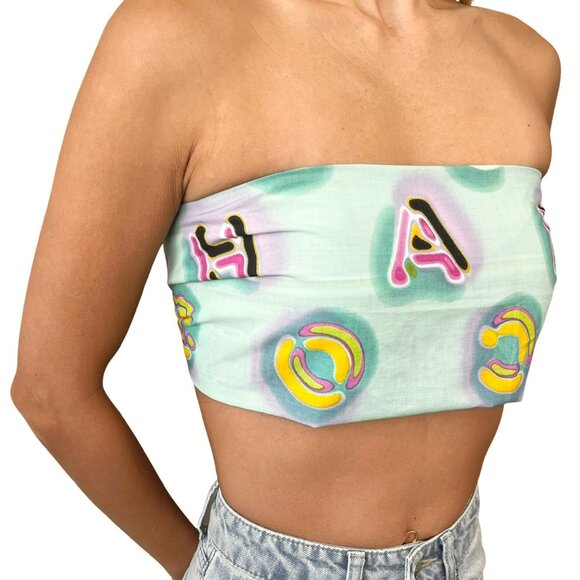 CHANEL Vintage CC Mark Logo Scarf Wrap Mint Green Multicolor Cotton [106410] - Picture 2 of 15